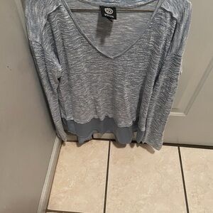 Bobeau Light Blue Long Sleeve V-Neck Top